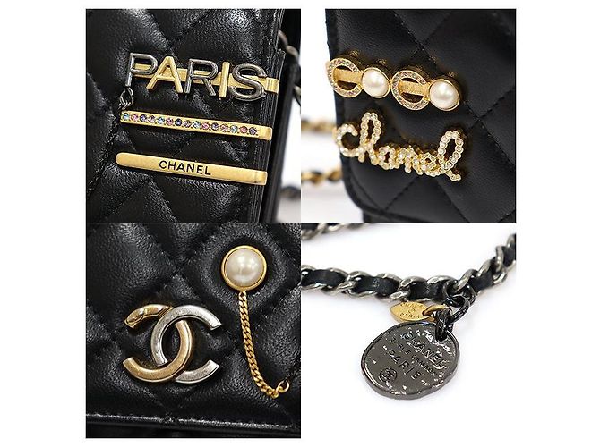 Chanel Mini borsa a spalla WOC con catena e logo CC in pelle di agnello nero - Serie Coco - vista 6