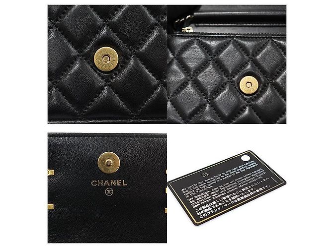 Chanel Mini borsa a spalla WOC con catena e logo CC in pelle di agnello nero - Serie Coco - vista 7
