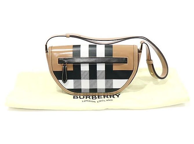Burberry Borsa a spalla Olympia Small in pelle di vitello cammello a quadri Marrone - vista 2