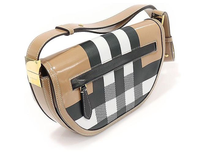 Burberry Borsa a spalla Olympia Small in pelle di vitello cammello a quadri Marrone - vista 3