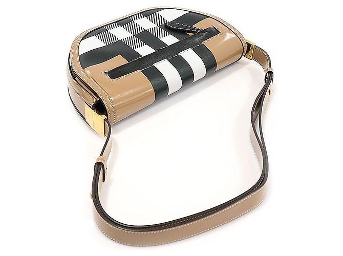 Burberry Borsa a spalla Olympia Small in pelle di vitello cammello a quadri Marrone - vista 4