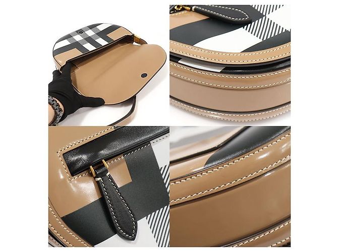 Burberry Borsa a spalla Olympia Small in pelle di vitello cammello a quadri Marrone - vista 6
