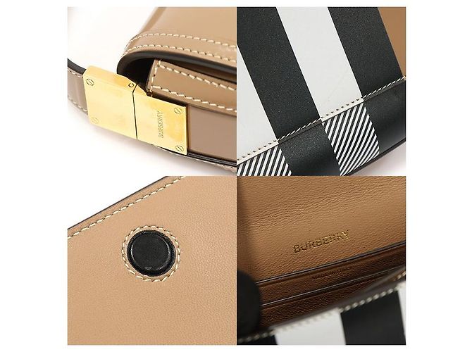 Burberry Borsa a spalla Olympia Small in pelle di vitello cammello a quadri Marrone - vista 7