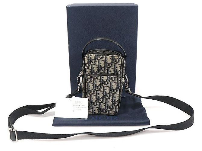 Dior Borsa Crossbody Micro Rider in Jacquard Obliquo Blu - vista 2