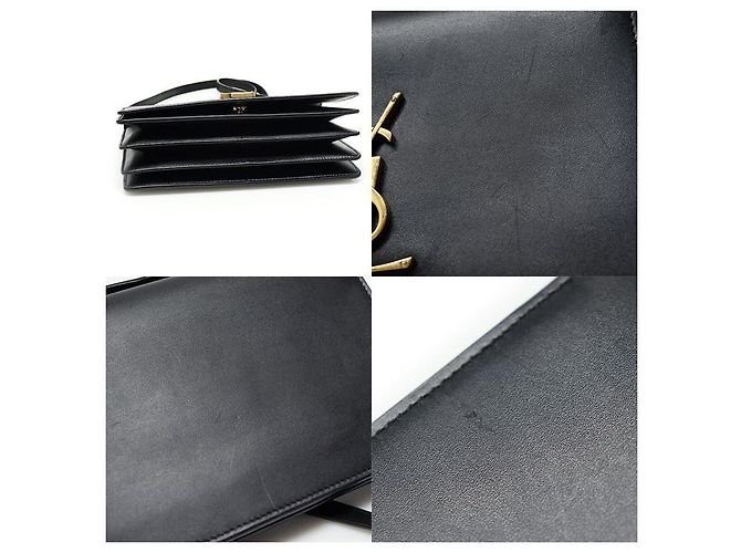 Saint Laurent Piccola borsa a spalla in pelle di vitello liscia nera con monogramma dorato Dylan e pattina a fisarmonica Nero - vista 5