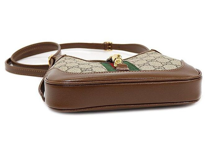 Gucci GG Supreme Canvas Mini Borsa a Tracolla Jackie in Oro Marrone - vista 5