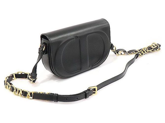 Dior Borsa a spalla in pelle di vitello nera con catena Versace e tracolla in oro con firma CD Nero - vista 3
