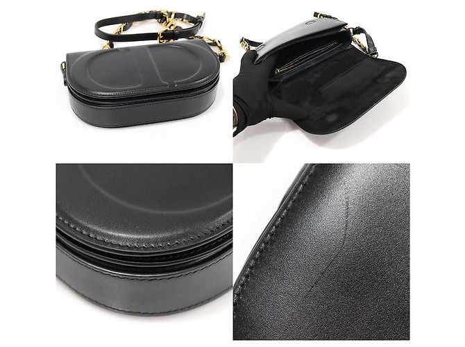 Dior Borsa a spalla in pelle di vitello nera con catena Versace e tracolla in oro con firma CD Nero - vista 6