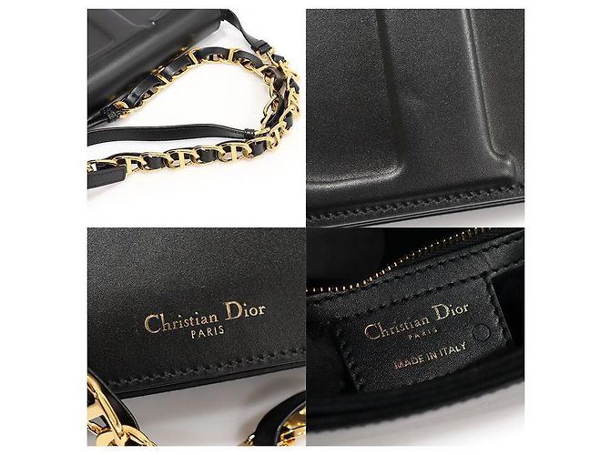 Dior Borsa a spalla in pelle di vitello nera con catena Versace e tracolla in oro con firma CD Nero - vista 7