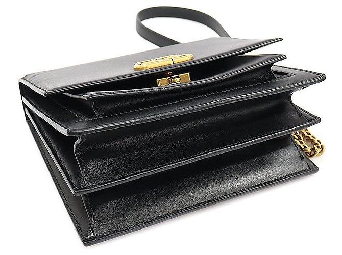 Balenciaga Borsa a spalla piccola in pelle di vitello nera con catena dorata Nero - vista 4
