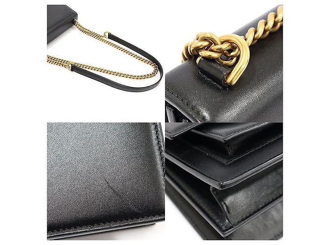 Balenciaga Borsa a spalla piccola in pelle di vitello nera con catena dorata Nero - vista 6