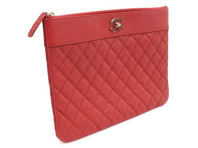 Chanel Clutch Medio Classico Oro Caviale Rosso - vista 3