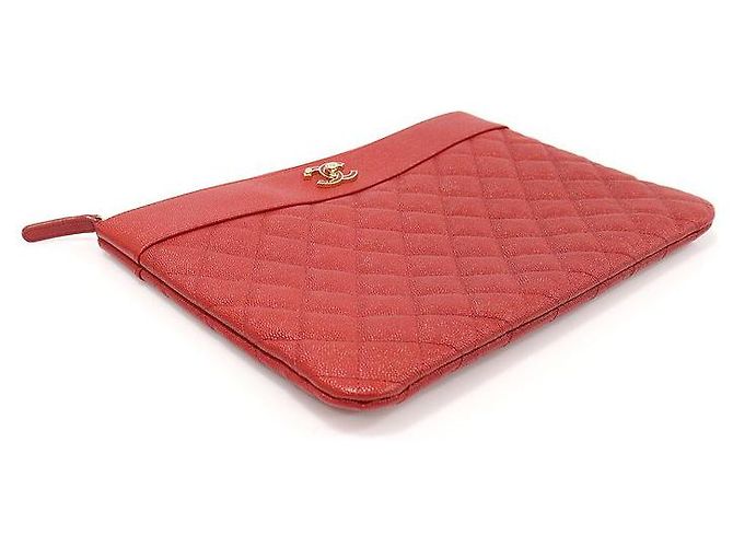 Chanel Clutch Medio Classico Oro Caviale Rosso - vista 4