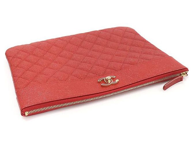 Chanel Clutch Medio Classico Oro Caviale Rosso - vista 5