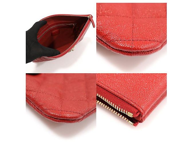 Chanel Clutch Medio Classico Oro Caviale Rosso - vista 6