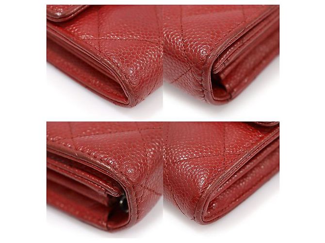 Timeless Chanel Portafoglio lungo classico senza tempo in caviar rosso con logo CC in argento (No. - vista 6
