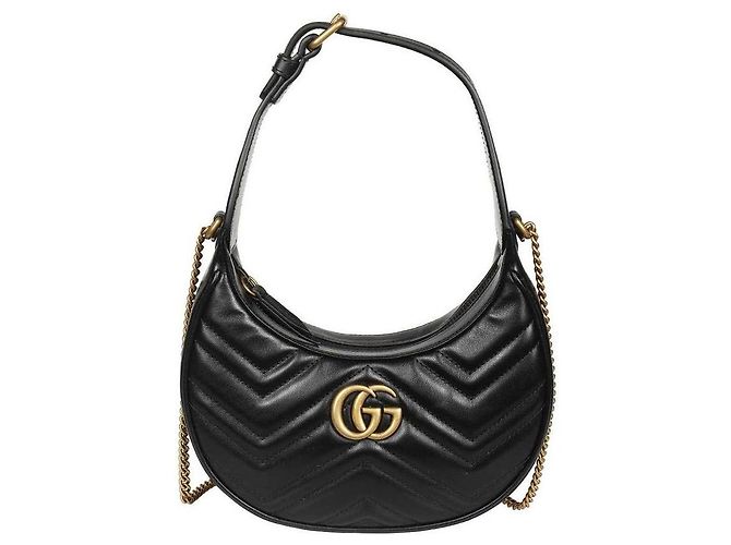 Gucci Borsa Mini Mezza Luna GG Marmont DTDHT Nero - vista 4