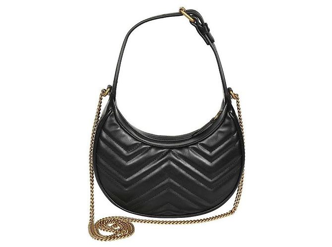 Gucci Borsa Mini Mezza Luna GG Marmont DTDHT Nero - vista 5