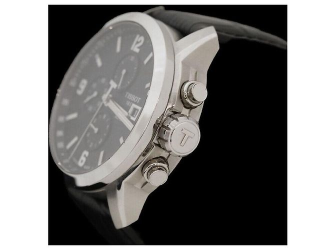 Tissot Relógio automático de aço com pulseira de couro preto - vista 2