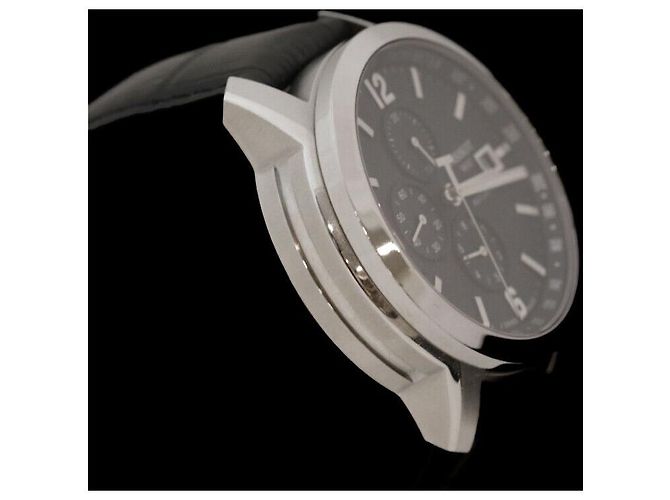 Tissot Relógio automático de aço com pulseira de couro preto - vista 3