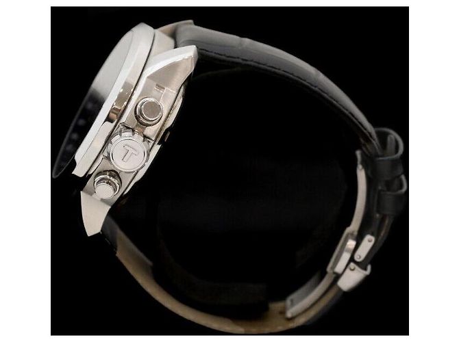 Tissot Relógio automático de aço com pulseira de couro preto - vista 4