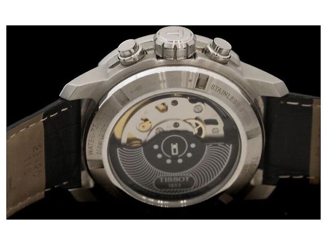 Tissot Relógio automático de aço com pulseira de couro preto - vista 5