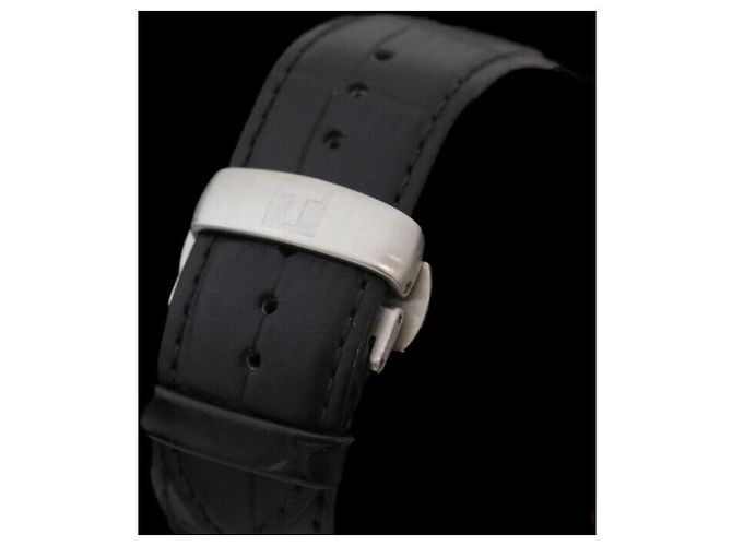 Tissot Relógio automático de aço com pulseira de couro preto - vista 7