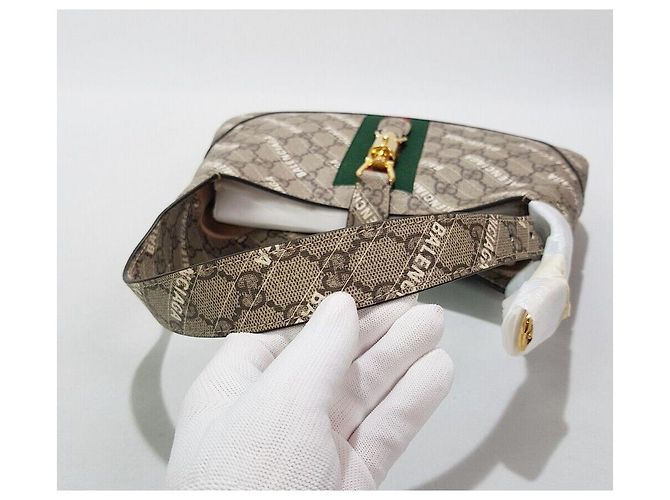 Gucci Progetto Hacker di Collaborazione Balenciaga Jackie Small Marrone - vista 6