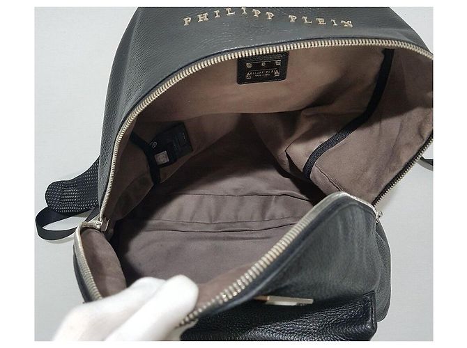 Philipp Plein Schwarzer Leder-Rucksack - Ansicht 9