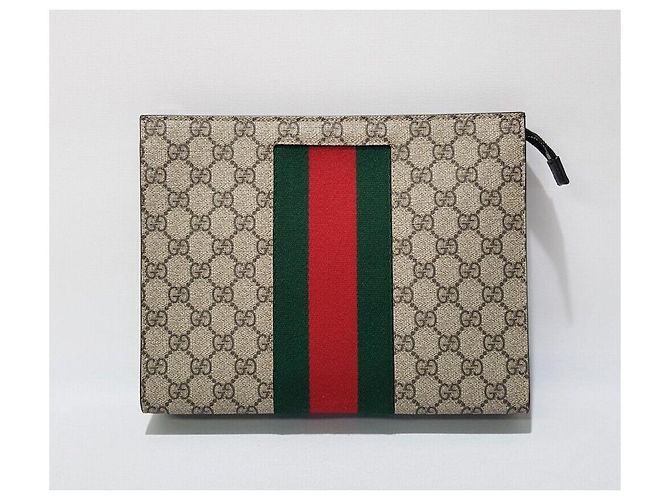 Gucci Web Clutch Bag Brown - view 2