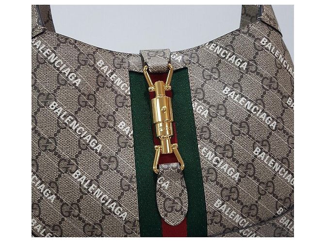 Gucci Progetto Hacker di Collaborazione Balenciaga Jackie Small Marrone - vista 3