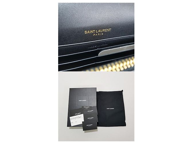Saint Laurent Borsa Kate con catena e logo a frange Nero - vista 10