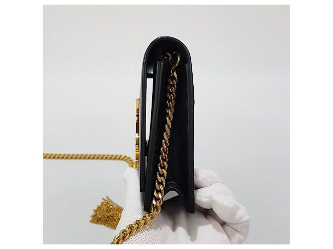 Saint Laurent Borsa Kate con catena e logo a frange Nero - vista 4