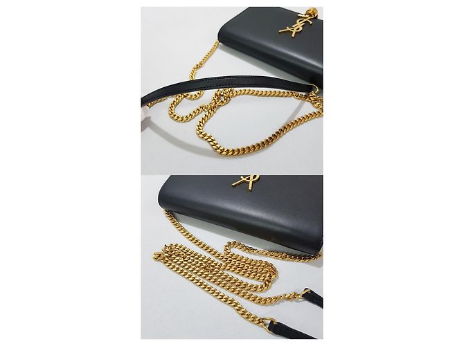Saint Laurent Borsa Kate con catena e logo a frange Nero - vista 6