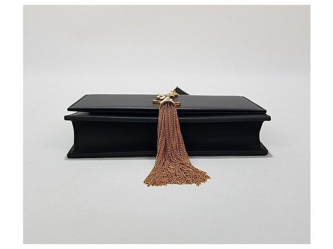 Saint Laurent Borsa Kate con catena e logo a frange Nero - vista 7