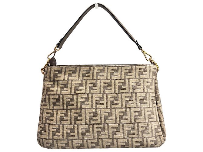 Fendi Borsa a Spalla FF Tapestry Rock Marrone - vista 4