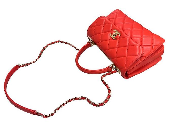 Trendy CC Chanel Borsa a spalla CC Small alla moda in pelle di agnello rossa Rosso - vista 5