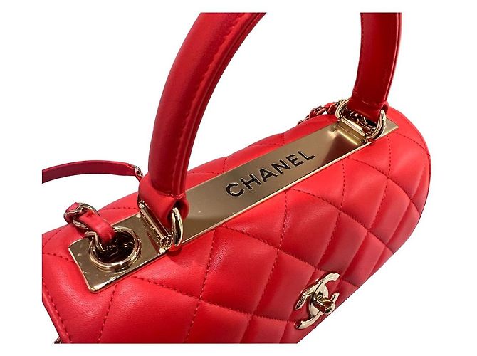 Trendy CC Chanel Borsa a spalla CC Small alla moda in pelle di agnello rossa Rosso - vista 6