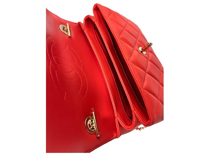 Trendy CC Chanel Borsa a spalla CC Small alla moda in pelle di agnello rossa Rosso - vista 7