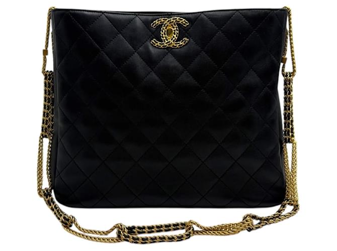 Chanel Borsa a Spalla Hippy Chain Nera Nero - vista 3
