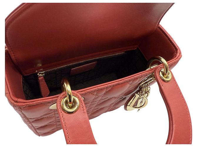Dior Borsa tote Lady Cannage piccola corallo Arancione - vista 6