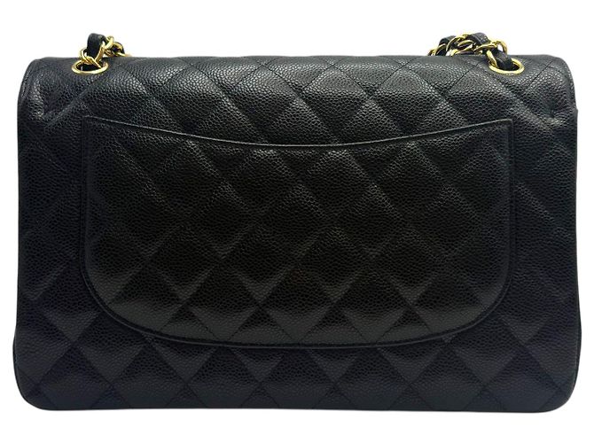 Chanel Borsa a spalla Caviar Classic grande nera e oro Nero - vista 4