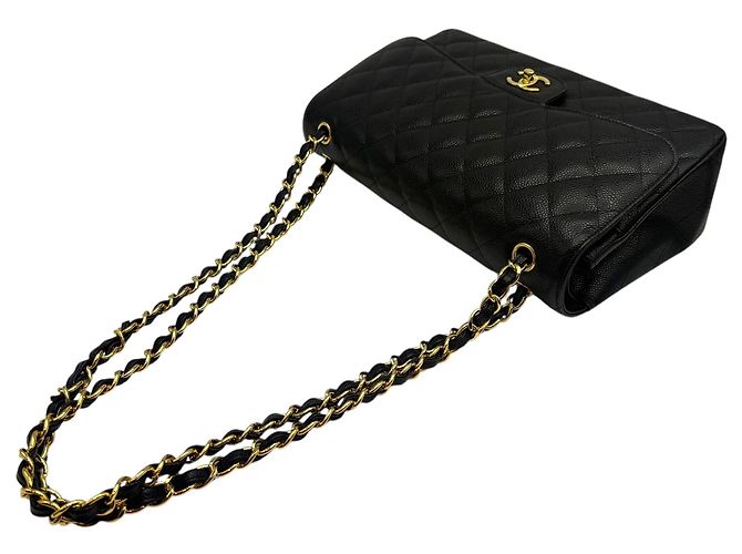 Chanel Borsa a spalla Caviar Classic grande nera e oro Nero - vista 6