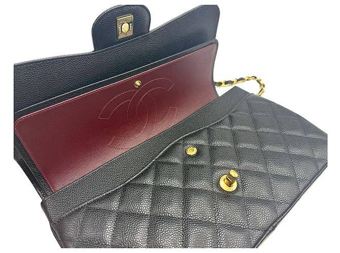 Chanel Borsa a spalla Caviar Classic grande nera e oro Nero - vista 7