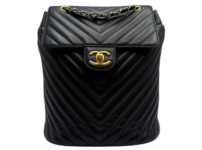 Chanel Zaino Urban Spirit in agnello Chevron nero - vista 2