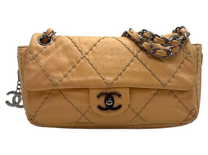 Chanel Borsa con patta e zip Wild Stitch beige Marrone - vista 2