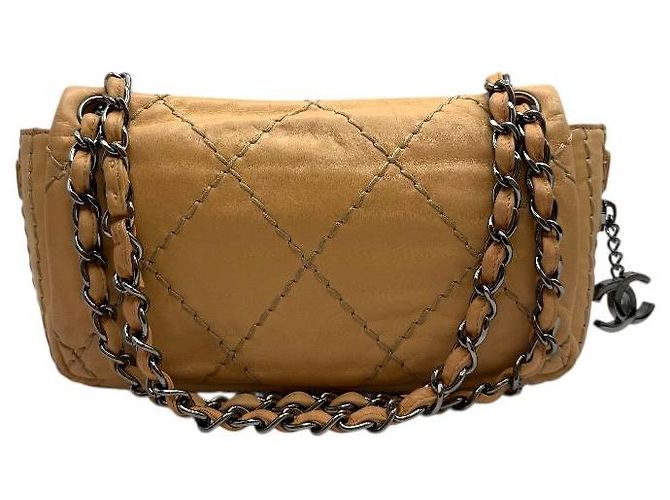 Chanel Borsa con patta e zip Wild Stitch beige Marrone - vista 4