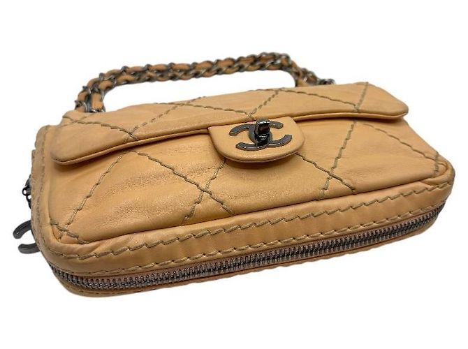 Chanel Borsa con patta e zip Wild Stitch beige Marrone - vista 5