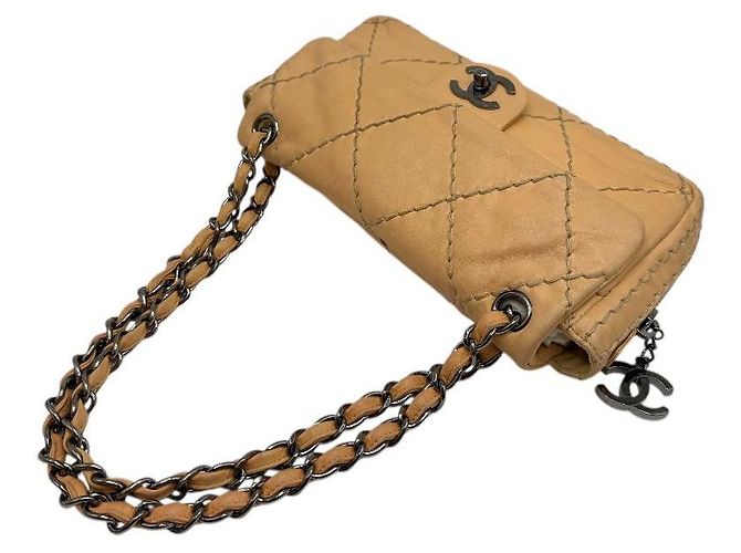 Chanel Borsa con patta e zip Wild Stitch beige Marrone - vista 6