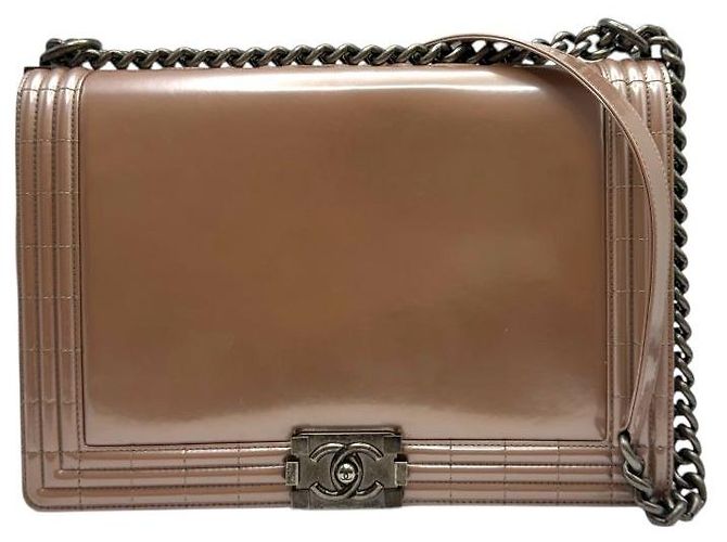 Boy Chanel Borsa a spalla grande con pattina in vernice rosa - vista 2